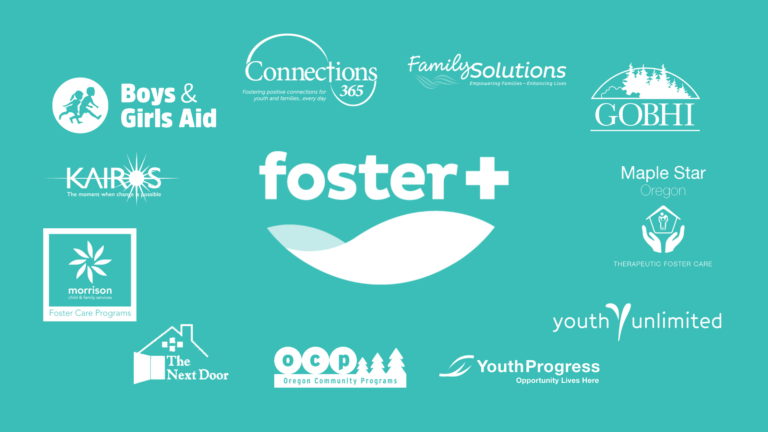 foster plus and partner agency logos on teal background